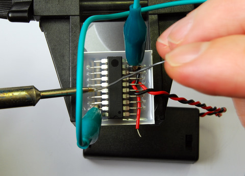 Solder two pins