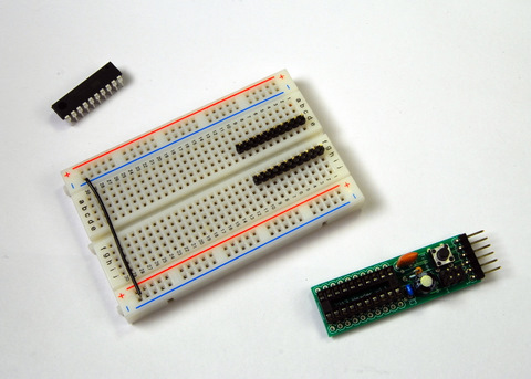Use a breadboard to solder the header rows