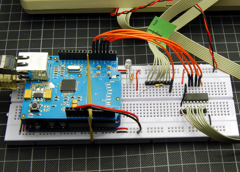 Arduino, Ethernetshield and a shift register 74HC595