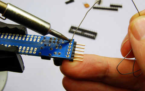 Solder the FTDI header Solder the FTDI header