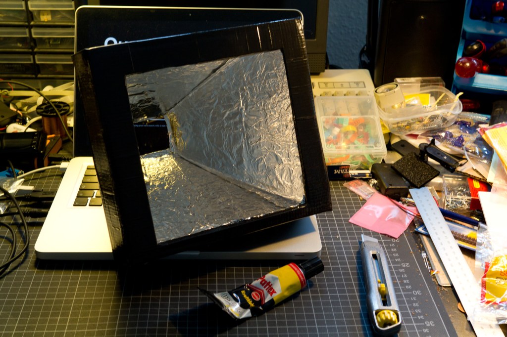 Use aluminium foil to coat the funnel