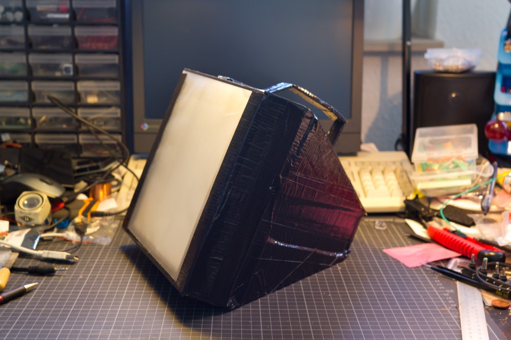 A clear folder is used to contain the stencil